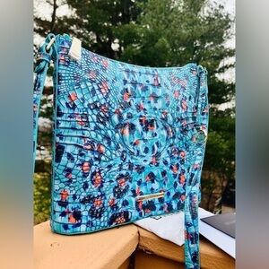 Brahmin Katie Crossbody Frisky Melbourne Blue Leopard Leather Bag NWT